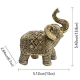 Maxbell Elephant Figurine Collection Desktop Ornament for Bookshelf Living Room Desk Gold