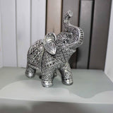 Maxbell Elephant Figurine Collection Desktop Ornament for Bookshelf Living Room Desk Silver
