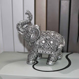 Maxbell Elephant Figurine Collection Desktop Ornament for Bookshelf Living Room Desk Silver