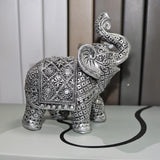 Maxbell Elephant Figurine Collection Desktop Ornament for Bookshelf Living Room Desk Silver