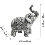 Maxbell Elephant Figurine Collection Desktop Ornament for Bookshelf Living Room Desk Silver