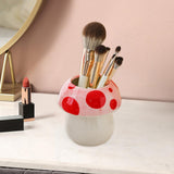 Maxbell Mushroom Ceramic Makeup Brushes Cup Container for Office School Gift Pink