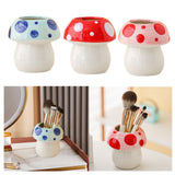 Maxbell Mushroom Ceramic Makeup Brushes Cup Container for Office School Gift Pink