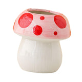 Maxbell Mushroom Ceramic Makeup Brushes Cup Container for Office School Gift Pink