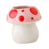 Maxbell Mushroom Ceramic Makeup Brushes Cup Container for Office School Gift Pink