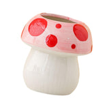 Maxbell Mushroom Ceramic Makeup Brushes Cup Container for Office School Gift Pink