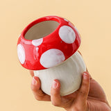 Maxbell Mushroom Ceramic Makeup Brushes Cup Container for Office School Gift Pink