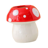 Maxbell Mushroom Ceramic Makeup Brushes Cup Container for Office School Gift Red
