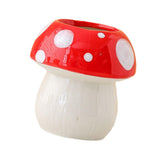 Maxbell Mushroom Ceramic Makeup Brushes Cup Container for Office School Gift Red