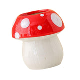 Maxbell Mushroom Ceramic Makeup Brushes Cup Container for Office School Gift Red