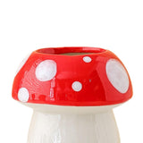 Maxbell Mushroom Ceramic Makeup Brushes Cup Container for Office School Gift Red