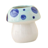 Maxbell Mushroom Ceramic Makeup Brushes Cup Container for Office School Gift Blue