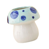 Maxbell Mushroom Ceramic Makeup Brushes Cup Container for Office School Gift Blue