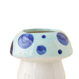 Maxbell Mushroom Ceramic Makeup Brushes Cup Container for Office School Gift Blue