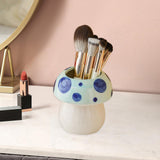 Maxbell Mushroom Ceramic Makeup Brushes Cup Container for Office School Gift Blue