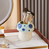 Maxbell Mushroom Ceramic Makeup Brushes Cup Container for Office School Gift Blue