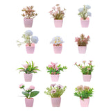 Maxbell 6Pcs Potted Artificial Flowers Mini Potted Plants for Desk Farmhouse Outdoor Style A