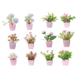 Maxbell 6Pcs Potted Artificial Flowers Mini Potted Plants for Desk Farmhouse Outdoor Style A