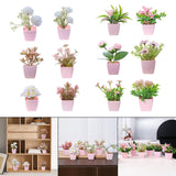 Maxbell 6Pcs Potted Artificial Flowers Mini Potted Plants for Desk Farmhouse Outdoor Style A