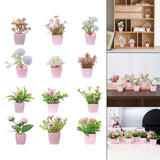 Maxbell 6Pcs Potted Artificial Flowers Mini Potted Plants for Desk Farmhouse Outdoor Style A
