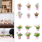 Maxbell 6Pcs Potted Artificial Flowers Mini Potted Plants for Desk Farmhouse Outdoor Style A
