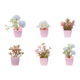 Maxbell 6Pcs Potted Artificial Flowers Mini Potted Plants for Desk Farmhouse Outdoor Style A