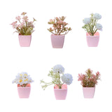 Maxbell 6Pcs Potted Artificial Flowers Mini Potted Plants for Desk Farmhouse Outdoor Style A