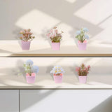 Maxbell 6Pcs Potted Artificial Flowers Mini Potted Plants for Desk Farmhouse Outdoor Style A