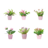 Maxbell 6Pcs Potted Artificial Flowers Mini Potted Plants for Desk Farmhouse Outdoor Style B