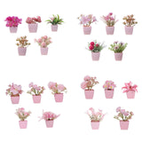 Maxbell 5x Artificial Potted Flowers Faux Flower in Pot for Office Living Room Shelf Style A