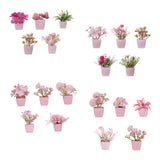 Maxbell 5x Artificial Potted Flowers Faux Flower in Pot for Office Living Room Shelf Style A