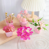 Maxbell 5x Artificial Potted Flowers Faux Flower in Pot for Office Living Room Shelf Style A
