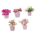 Maxbell 5x Artificial Potted Flowers Faux Flower in Pot for Office Living Room Shelf Style A