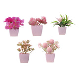 Maxbell 5x Artificial Potted Flowers Faux Flower in Pot for Office Living Room Shelf Style A