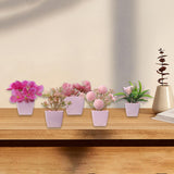 Maxbell 5x Artificial Potted Flowers Faux Flower in Pot for Office Living Room Shelf Style A