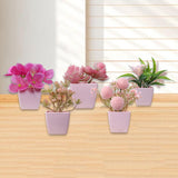 Maxbell 5x Artificial Potted Flowers Faux Flower in Pot for Office Living Room Shelf Style A