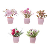 Maxbell 5x Artificial Potted Flowers Faux Flower in Pot for Office Living Room Shelf Style B