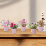 Maxbell 5x Artificial Potted Flowers Faux Flower in Pot for Office Living Room Shelf Style B