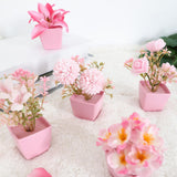 Maxbell 5x Artificial Potted Flowers Faux Flower in Pot for Office Living Room Shelf Style D