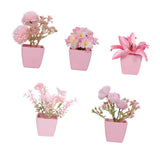 Maxbell 5x Artificial Potted Flowers Faux Flower in Pot for Office Living Room Shelf Style D