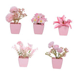 Maxbell 5x Artificial Potted Flowers Faux Flower in Pot for Office Living Room Shelf Style D