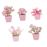 Maxbell 5x Artificial Potted Flowers Faux Flower in Pot for Office Living Room Shelf Style D