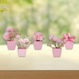 Maxbell 5x Artificial Potted Flowers Faux Flower in Pot for Office Living Room Shelf Style D