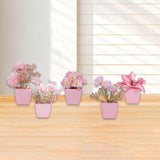 Maxbell 5x Artificial Potted Flowers Faux Flower in Pot for Office Living Room Shelf Style D