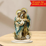 Maxbell 2D Holy Family Decoration Acrylic Art Craft for Home Decor Dining Room Shelf 11.5cmx20cm