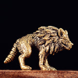 Maxbell Brass Wolf Figurine Decorative Wealth Craft Home Miniatures Animal Sculpture