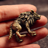 Maxbell Brass Wolf Figurine Decorative Wealth Craft Home Miniatures Animal Sculpture