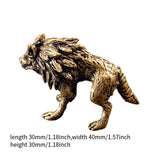 Maxbell Brass Wolf Figurine Decorative Wealth Craft Home Miniatures Animal Sculpture