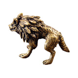 Maxbell Brass Wolf Figurine Decorative Wealth Craft Home Miniatures Animal Sculpture