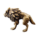 Maxbell Brass Wolf Figurine Decorative Wealth Craft Home Miniatures Animal Sculpture
